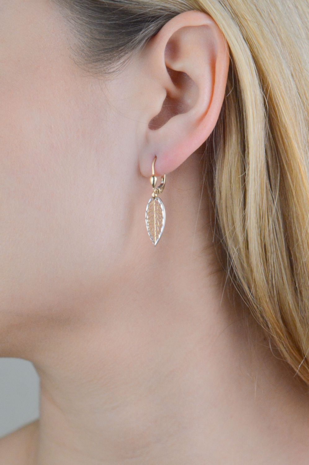 Kolczyki złote liść ażurowy próba 375, KL 8809 375 (2).jpg